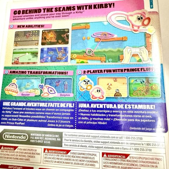 Kirby's Epic Yarn Nintendo Wii, 2010 CIB Complete In Box Manual - Picture 4 of 7